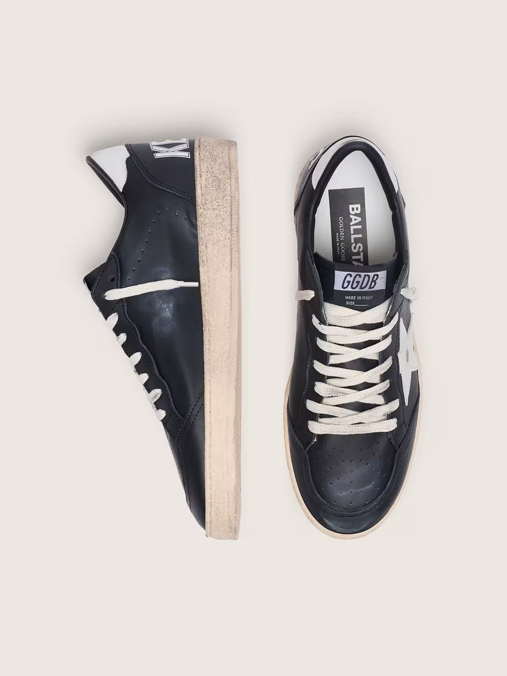 Golden Goose Ball Star in black nappa with white leather star and heel tab