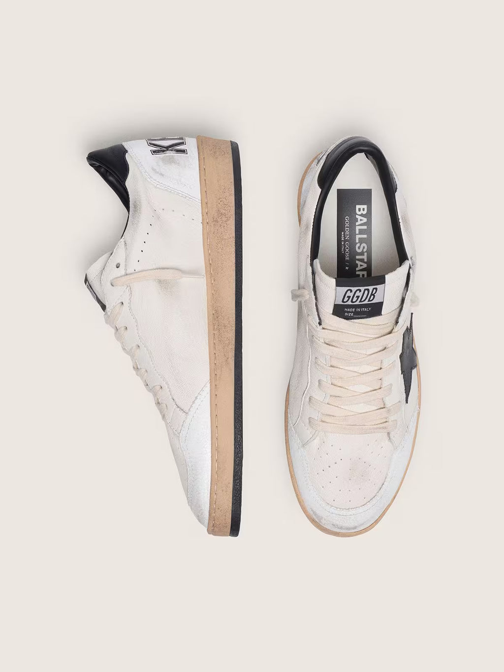 Golden Goose  Ball Star in white nappa with black star