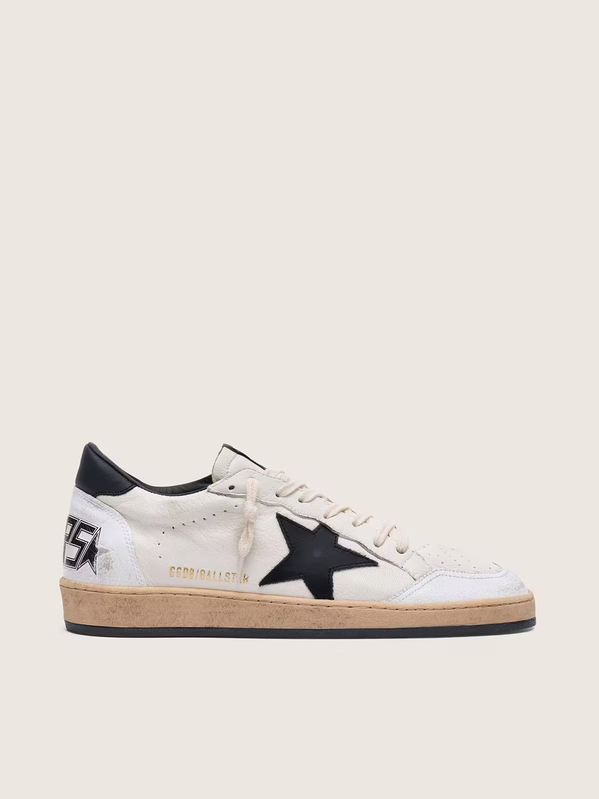 Golden Goose  Ball Star in white nappa with black star